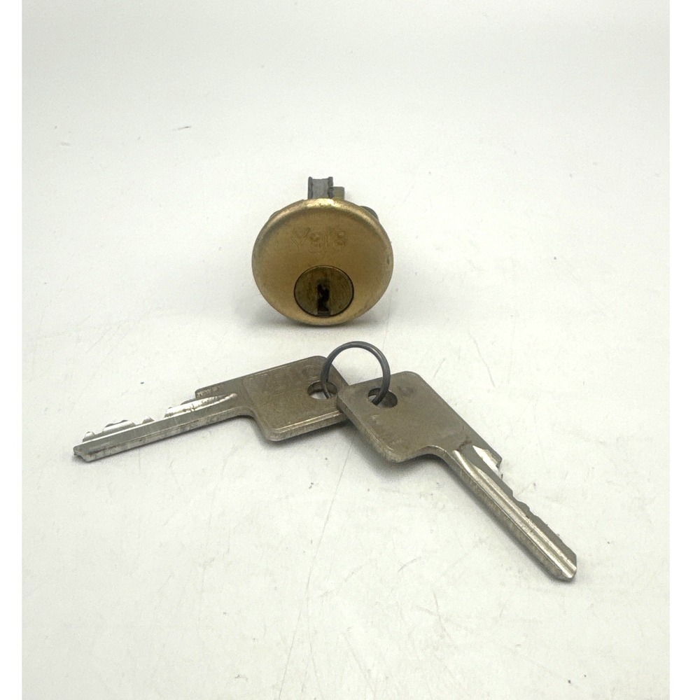 Yale Rim Cylinder Lock with 2 Keys Brass Finish Door Security Hardware
